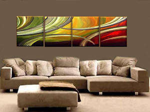 Handmade Signed Canvas Oil Painting 160cmx50cm Modern Abstract  Golden T089