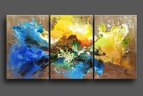 Hand-painted Oil Painting 60cmx120cm Color Blue Yellow Golden Brown GC001