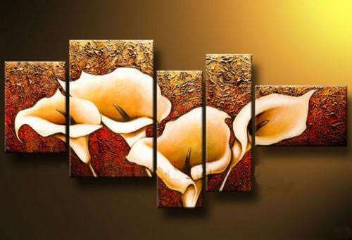 Hand-painted Canvas Oil Painting  Modern Flowers Lily Brown GF065