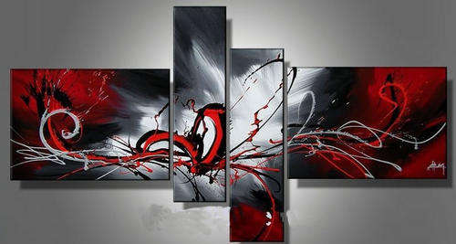 Hand-painted Canvas Oil Painting 160cmx80cm Modern Abstract Grey Red G078