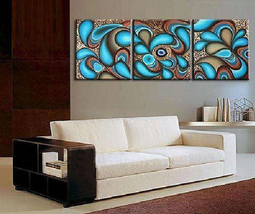 Hand-painted Canvas Oil Painting 150cmx60cm Modern Blue Brown G713