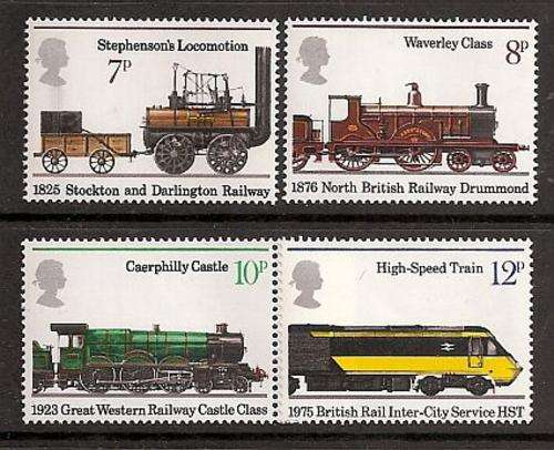 1975 : SET OF 4 : 150th ANNIVERSARY OF PUBLIC RAILWAYS : UNMOUNTED MINT