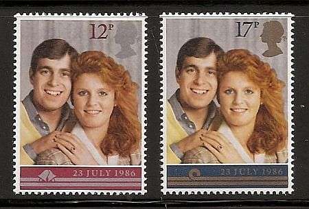 1986 : SET OF 2 : ROYAL WEDDING  : UNMOUNTED MINT