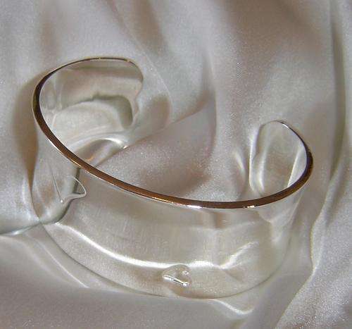 Valentine's special!! Silver Bangle!! Heart imprints!! 30mm wide.