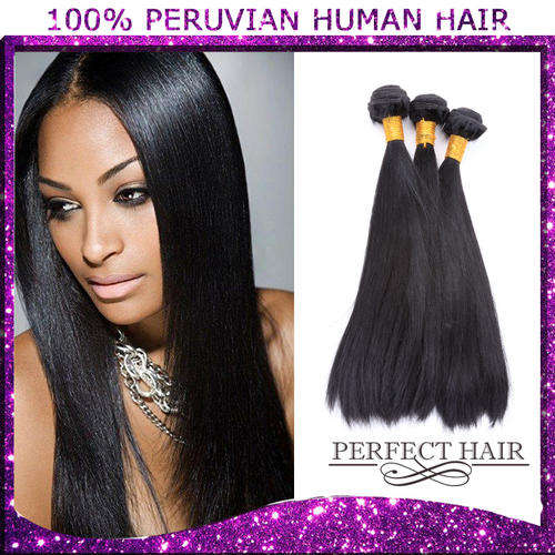 100% Peruvian human hair  ,Silky straight 12"-30"  300g