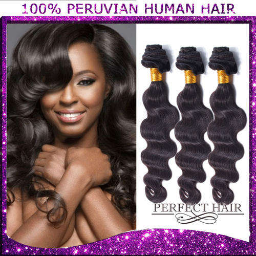 Peruvian virgin human hair ,body wave 12"-30",300g