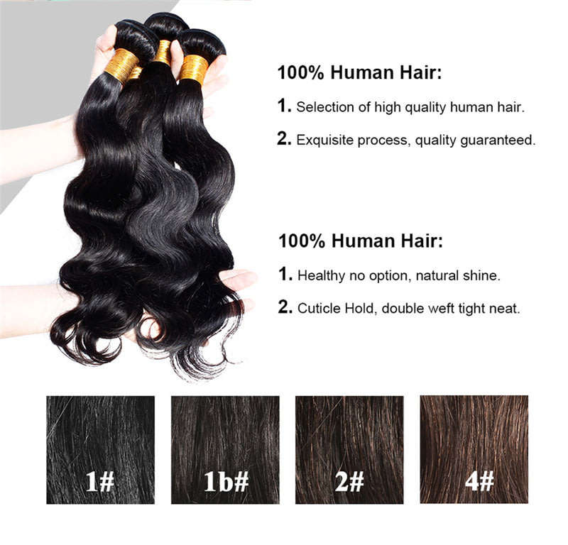 Brazilian Hair 100% Body Wave Human Hair 3 Bundles Free Shipping