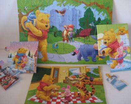 CHIPBOARD STICKER PUZZLES  **WINNIE THE POOH & FRIENDS**  SET OF 4