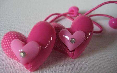 HAIR TIES **DARK PINK** HEARTS