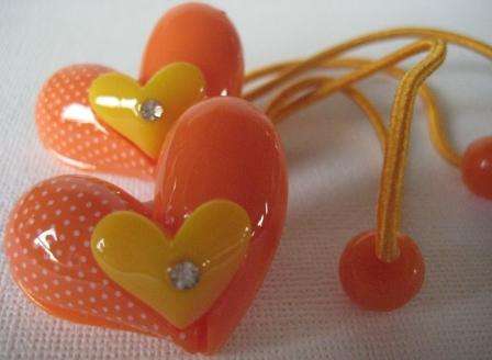 HAIR TIES **ORANGE** HEARTS