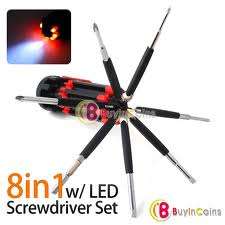 8 in 1 Portable Torch Srewdriver with LED light
