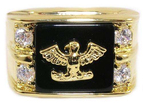 GENUINE ONYX MEN'S RING WITH AMERICAN EAGLE -  SIZE 10
