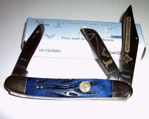 Frost Cutlery Masonic Stockman ~ Blue Worm Groove LIMITED EDITION