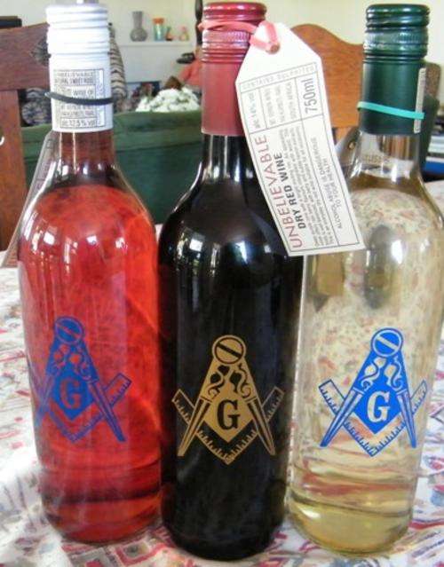 TRIO OF UNBELIEVEABLE WINES WITH FREE MASON LOGOS