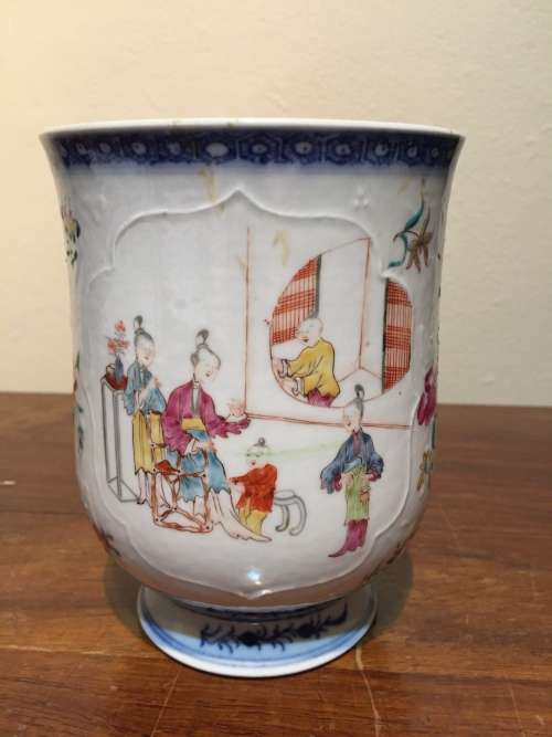 2x Hand Painted Chinese Mugs (handle broken off one mug)