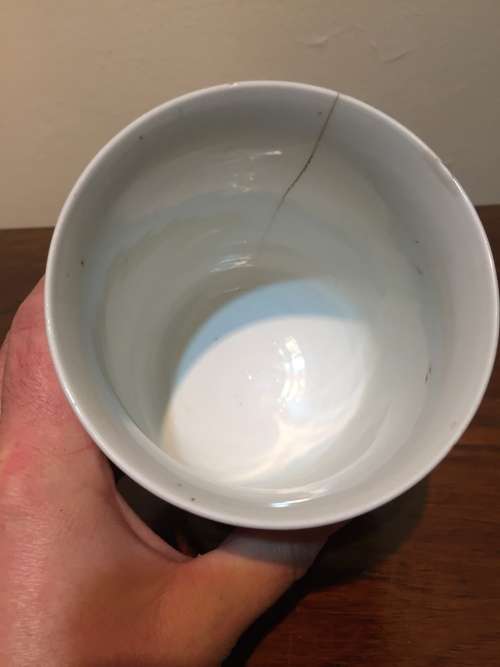 2x Hand Painted Chinese Mugs (handle broken off one mug)