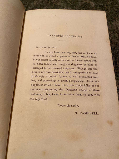 1834 Life of Mrs. Siddons Published: London Effingham Wilson. First Edition Two volumes