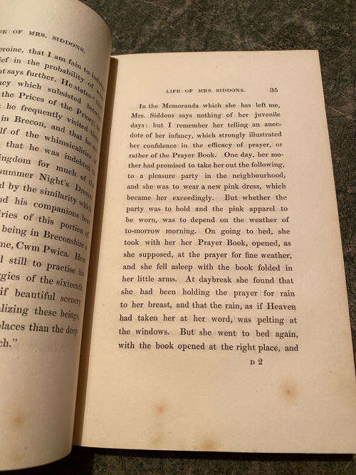1834 Life of Mrs. Siddons Published: London Effingham Wilson. First Edition Two volumes
