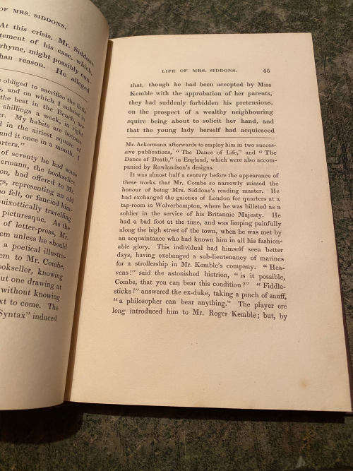 1834 Life of Mrs. Siddons Published: London Effingham Wilson. First Edition Two volumes