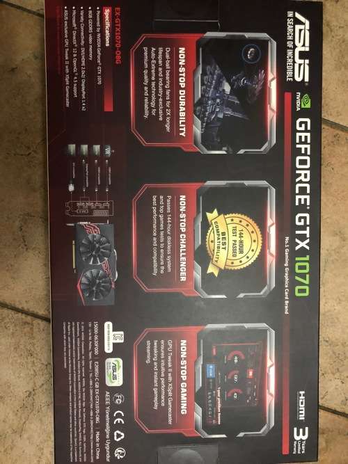 R1 start, no reserve!!!! Asus Geforce GTX 1070 8GB