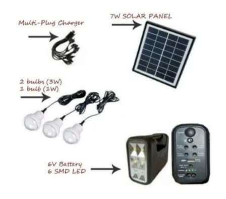 Solar Lighting Mini Kit ESK 8017 with SMD LED Light, 3 Light Bulbs and Solar Panel