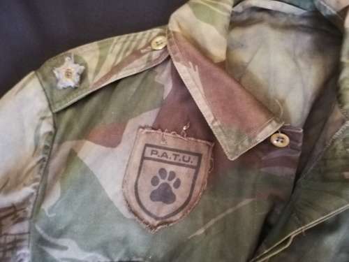 Rhodesian Army camo bushjacket. BSAP, dyed. Local postage only.