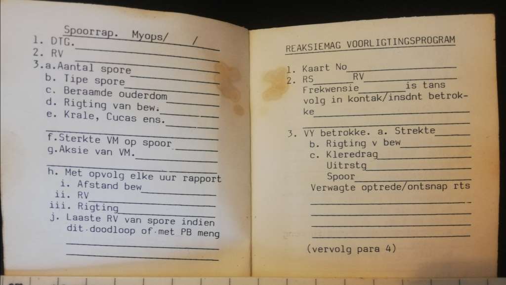 S.A.D.F. Border War Insident/Kontak Rapport- Incident/Contact Report- booklet. RARE!