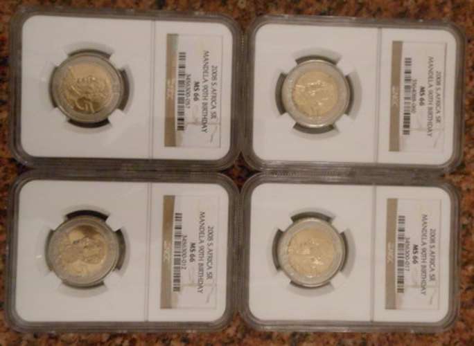 4 X MS 66 !!! NELSON Mandela NGC Graded 2008 90th Birthday Coins!!!