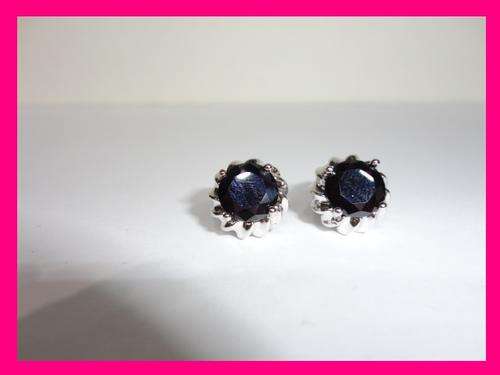 18k White Gold Plated Black Cubic Zirconia Earrings