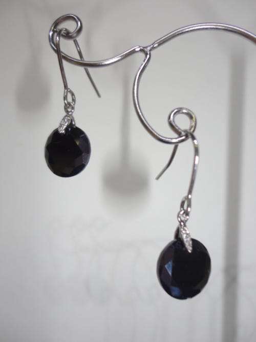 18k White Gold Filled Black C Z Earrings