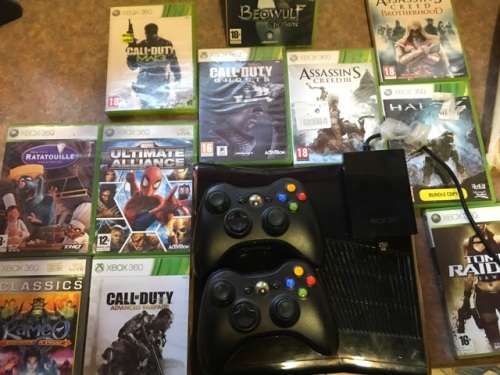 XBox 360 250gb with 2 controllers and games