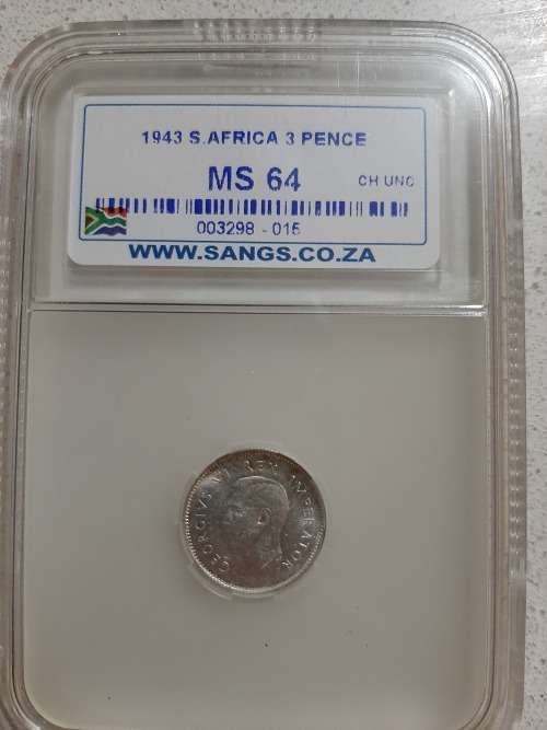 1943 S.AFRICA 3 PENCE MS 64