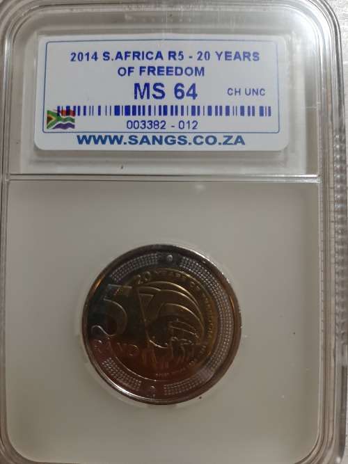 2014 S.AFRICA R5 - 20 YEARS OF FREEDOM MS 64