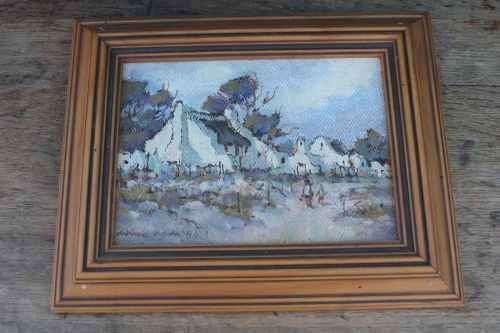 Old Cottages by Charles van der Merwe Oil on Board 1989