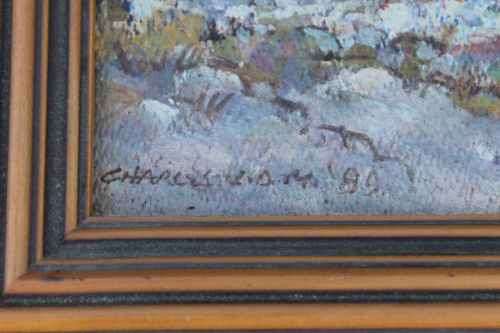 Old Cottages by Charles van der Merwe Oil on Board 1989