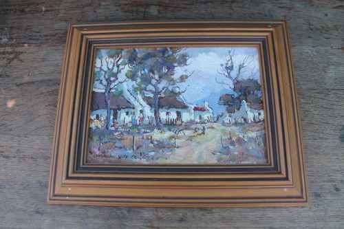 White Cottages by Charles van der Merwe Oil on Board
