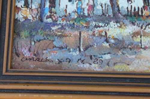 White Cottages by Charles van der Merwe Oil on Board