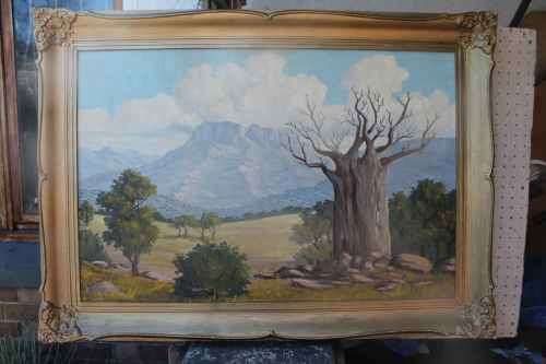 Vintage Framed Oil Painting by Gird. Size 80cm x 110cm. BUYER COLLECT ONLY