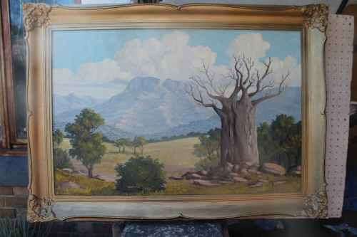Vintage Framed Oil Painting by Gird. Size 80cm x 110cm. BUYER COLLECT ONLY