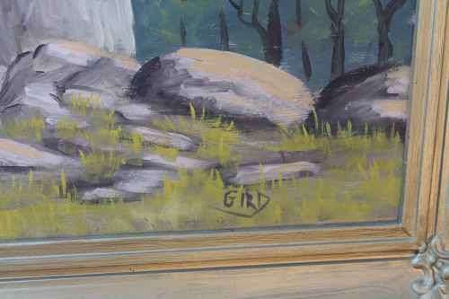 Vintage Framed Oil Painting by Gird. Size 80cm x 110cm. BUYER COLLECT ONLY