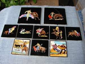 Hand Painted Spanish Bull Fighting Tiles