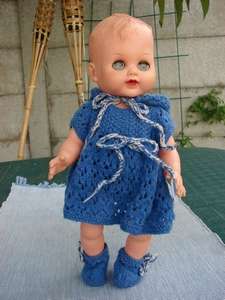 Vintage Doll in Blue Knitted outfit