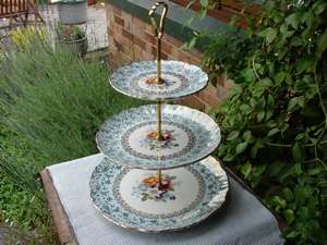 Vintage Old Foley Cake Stand 3 Tier