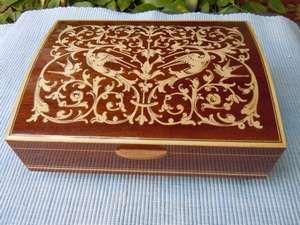 Vintage Reuge Wooden Inlay Music Box with Swiss movement plays Lara's Theme