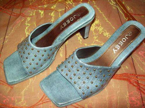 BLUE DENIM LOOK with GOLD STUDS, Size 4