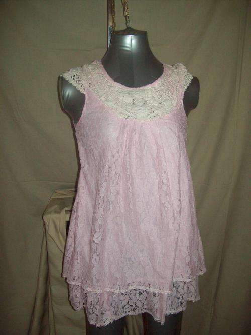 Lace longer Top - Light Pienk Size S