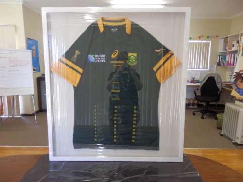 FRANED SIGNED 2015 RUGBY WORLD CUP JERSEY