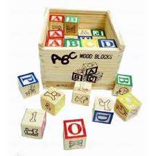 Educational ABC Blocks in Wooden Box