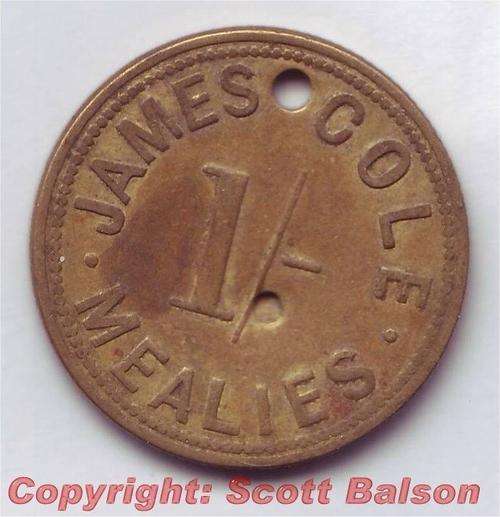 EXTREMELY RARE - James Cole brass 1/- - Franklin store - South Africa