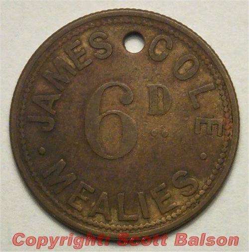 EXTREMELY RARE - James Cole brass 6d - Riverside store - South Africa